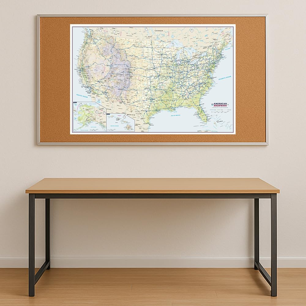 Amazon | Globe Turner USA 州間高速道路 大型ウォールマップ - 36 x