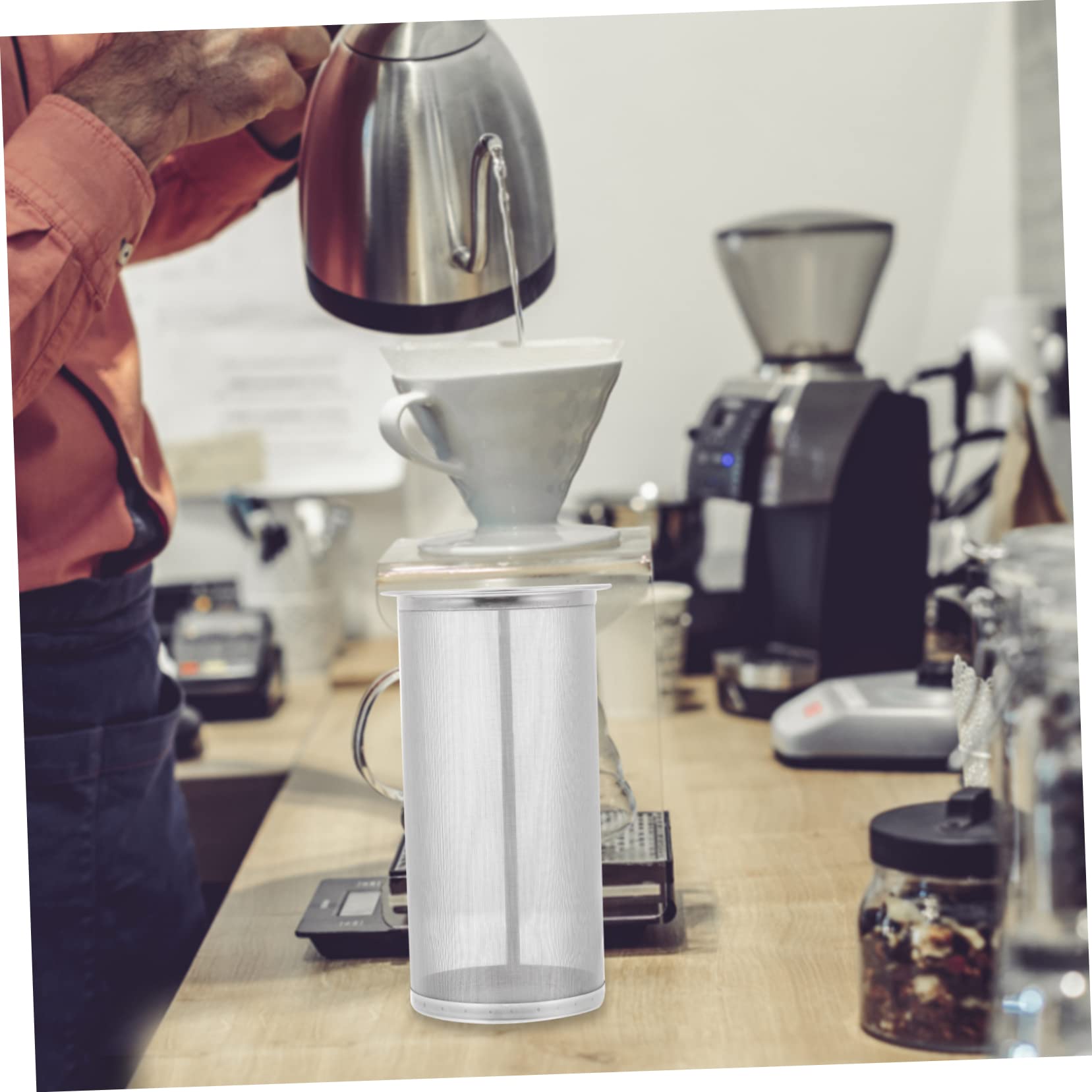 BRIGHTFUFU Stainless Steel Filter Cask for Wine Cold Brew Mesh Strainer Wide Mouth Jar Lid