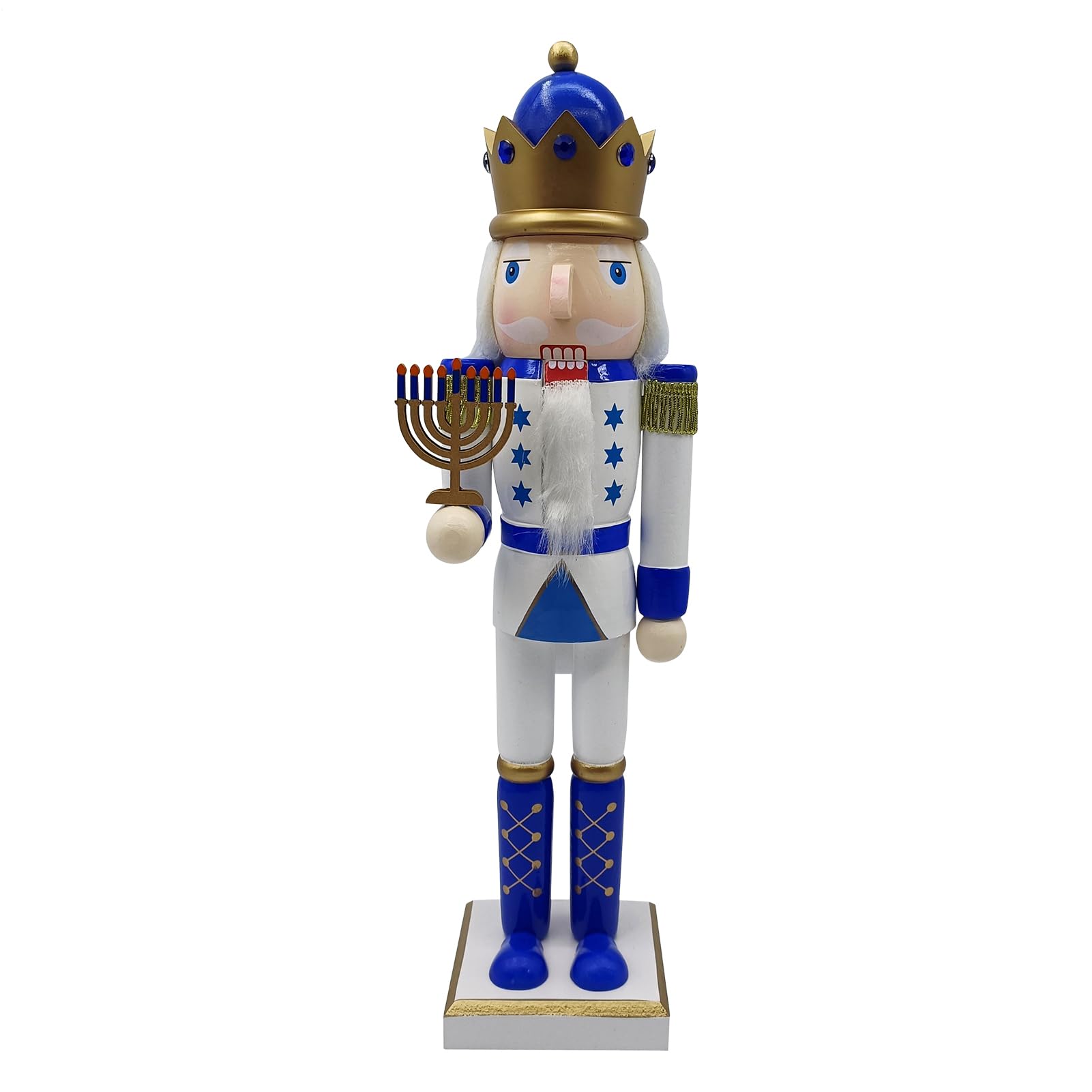 Générique Statuine di in Legno | Figure di Tradizionali Dipinti per Hanukkah, Statua Collezione Bianca e Blu per Tavolo Mensola Finestra