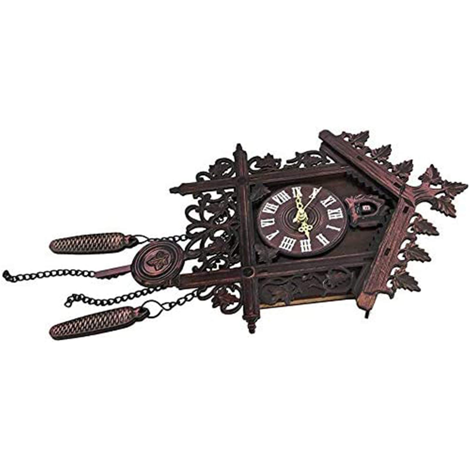 Reloj de cuco de bosque negro, reloj de pared mecánico de madera para decoración del hogar o restaurante, diseño tradicional, funcionamiento sin pilas