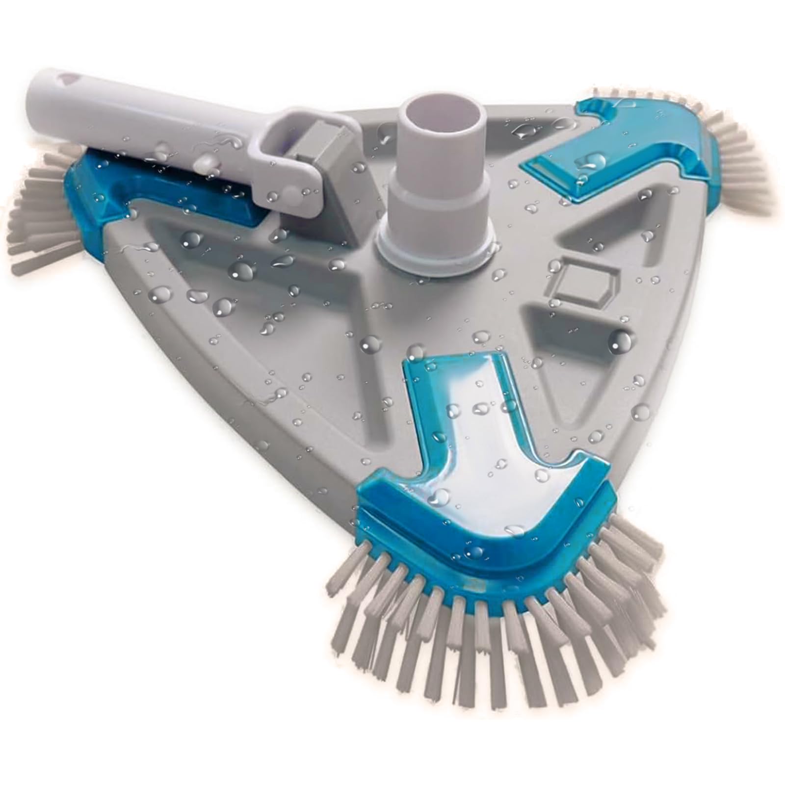 Tête d'aspirateur de Piscine Triangulaire lestée avec Brosse de Fond et latérale, poignée EZ Clip
