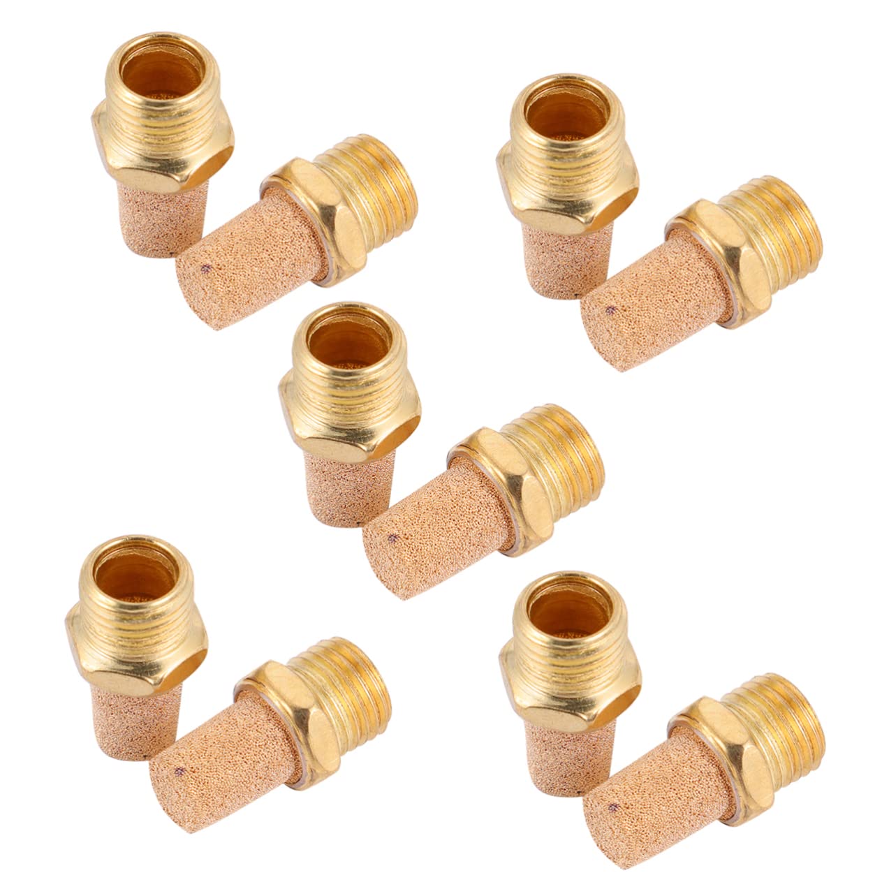 CIYODO 2sets Bronze Pneumatic G1/4 Male Thread Brass Air Solenoid Noise Control for Systems 10pcs*2
