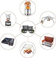 Vista 5 de Odoland 16pcs Camping Cookware Mess Kit, Lightweight Pot Pan Mini Stove with 2 Cups, Fork Spoon Kits for Backpacking, Outdoor Camping Hiking and