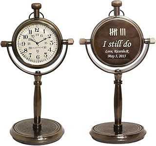 Personalized Anniversary Desk Clock Gift – Customizable Bronze Luxury Office Decor, Traditional Engraved Gift for Men & Women, Gift for Couples, Wedding Gift for Spouse