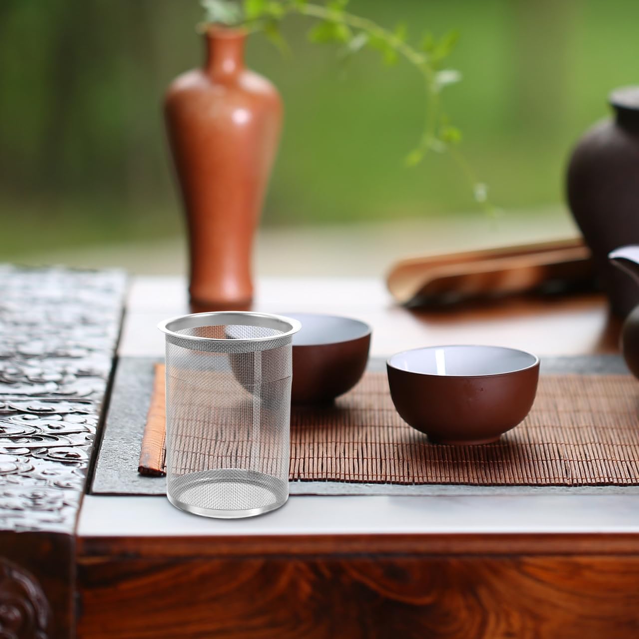 Tea Infuser Strainer Replacement Teapot Mesh Filter Insert for Loose Leaf Tea Oolong Herbal Fruit Fine Mesh 3.14X2.36X2.36In