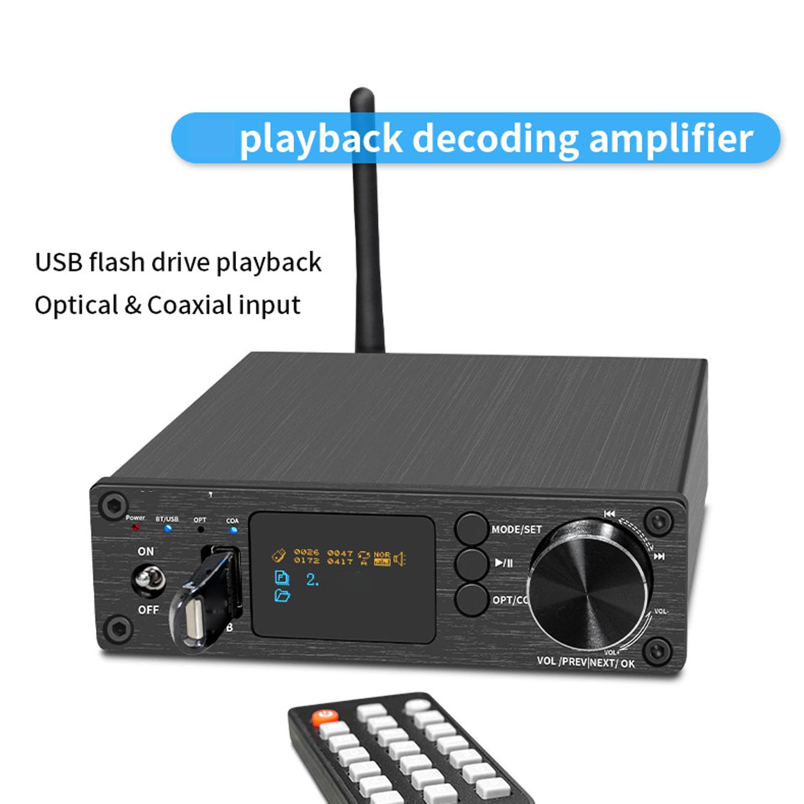 Cuifati Amplificador Bluetooth ESS9018k2m, Receptor Estéreo 200W con Bluetooth 5.3, Entrada USB/Óptica/Coaxial, Amplificador de para el Hogar para Altavoces Pasivos, Mini HiFi Clase D con Bajo