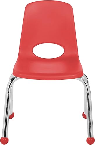Miniatura 9 de FDP 10359-RD - Silla escolar apilable de 12 pulgadas, asiento de estudiante apilable con patas de acero cromado y deslizadores de bola para