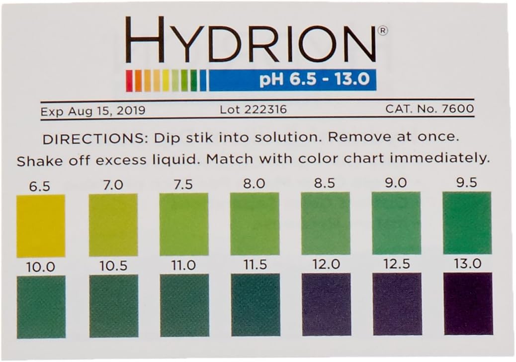 7600 Plastic pH Strips, Range 6.5 to 13.0
