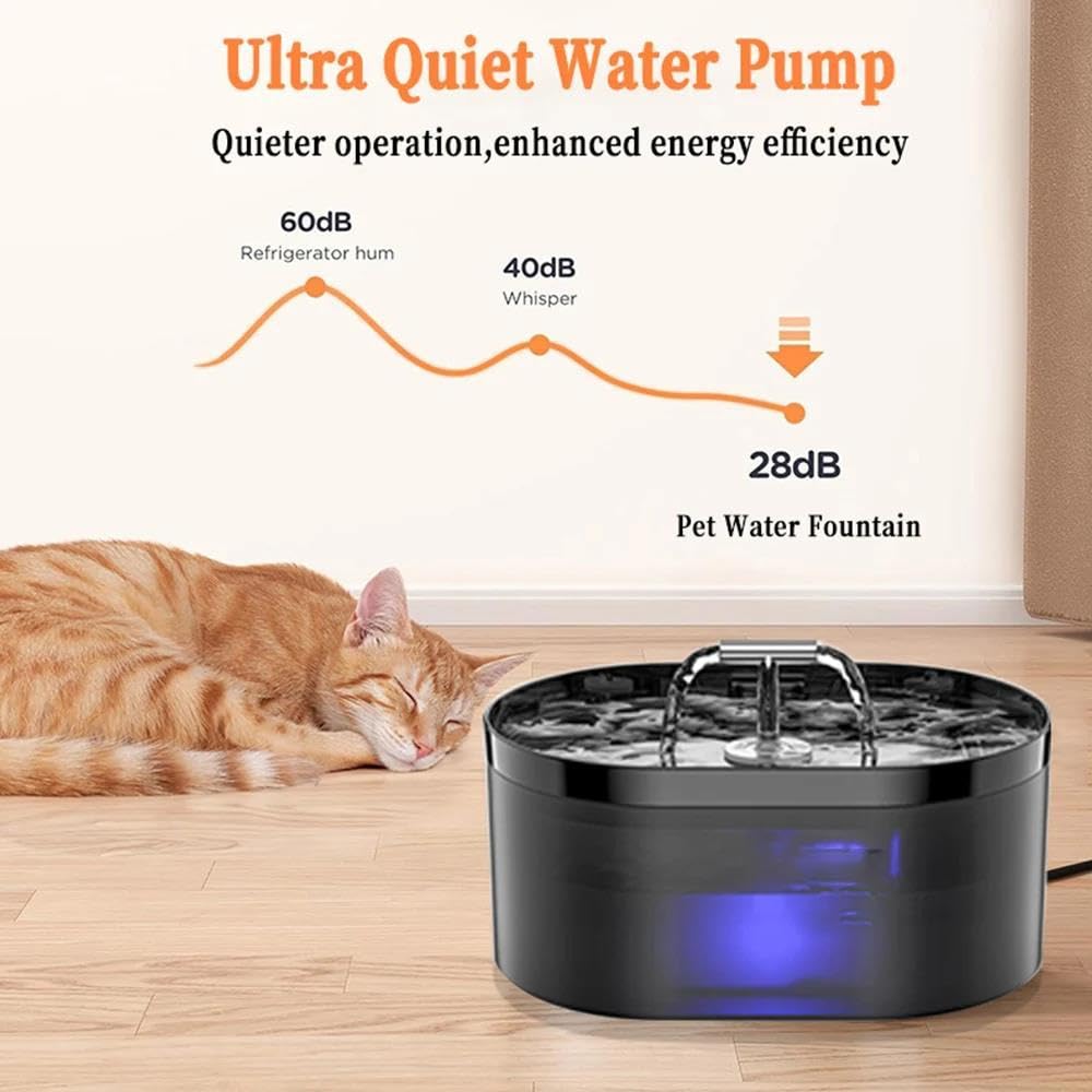 Fuente de Agua para Gatos en Forma de T de 2,2 L con Filtro,