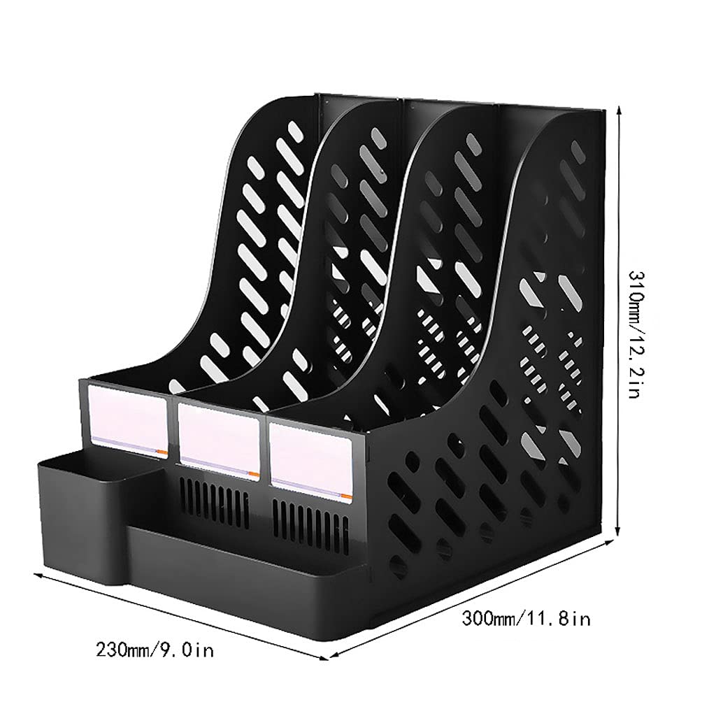 Estante para Archivos File Book Rack Desktop Organizer Vertical File Holder Desktop File Sorter Office Supplies Desk Accessories con Titular de Lápiz para organización y Almacenamiento