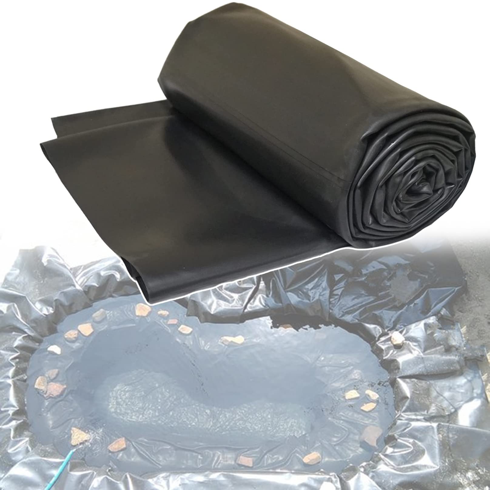 Bâche pour Bassin 16x16 pi - Tissu Noir Imperméable pour Bassins de Jardin