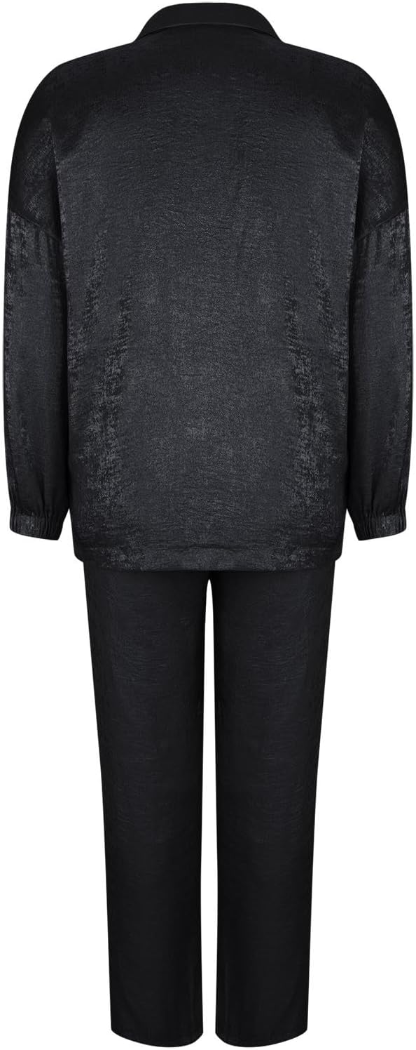 Womens Cargo 2 Piece Outfits Trendy Tracksuit Long Sleeve Zip Up Shacket Jacket Pockets Long Pants Casual Sweatsuit