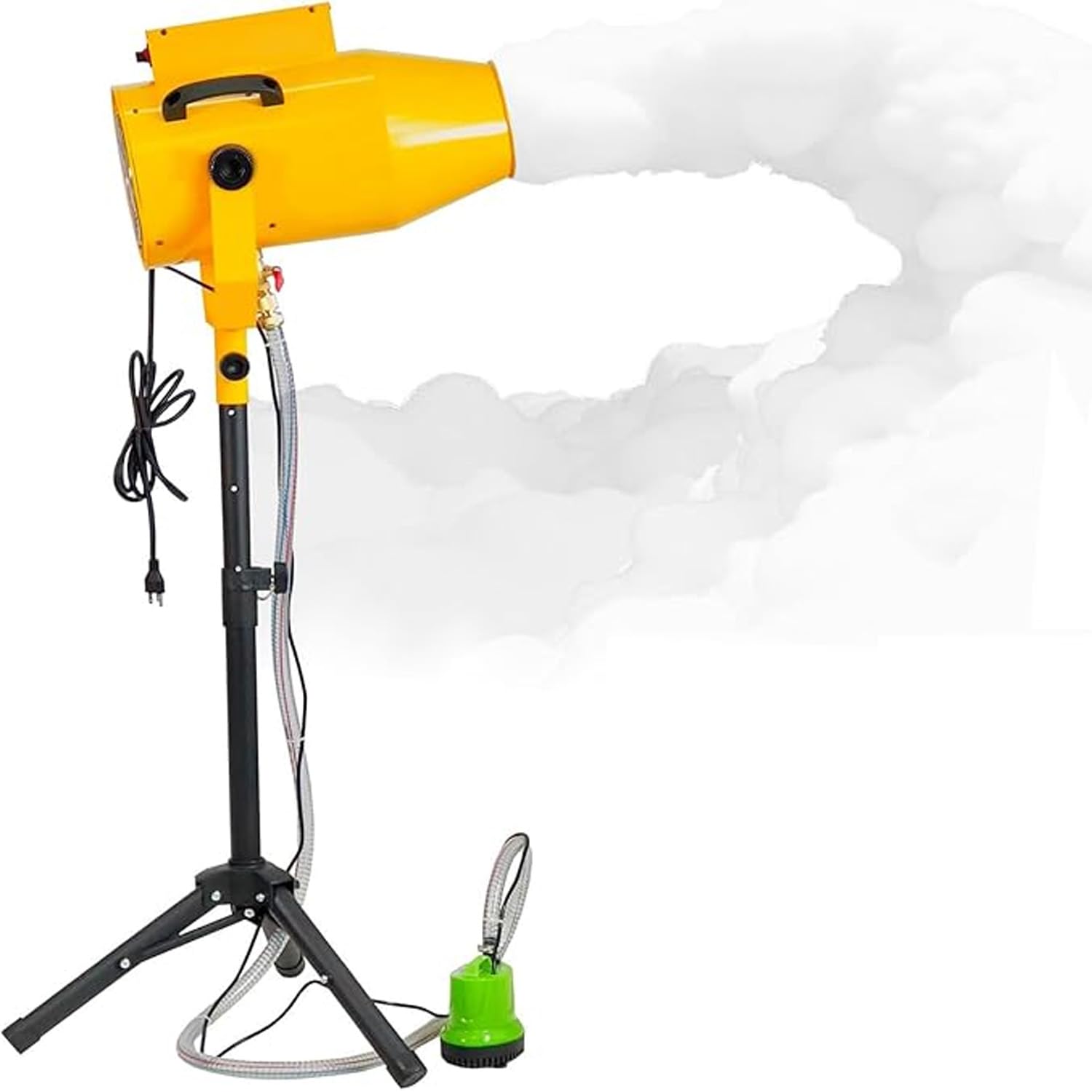 Schaummaschine für Party, tragbare Schaummaschine mit Stativ und Wasserpumpe, verstellbarer Winkel, Schaumkanone für Außenpool, Geburtstage, Feiern (Gelb)