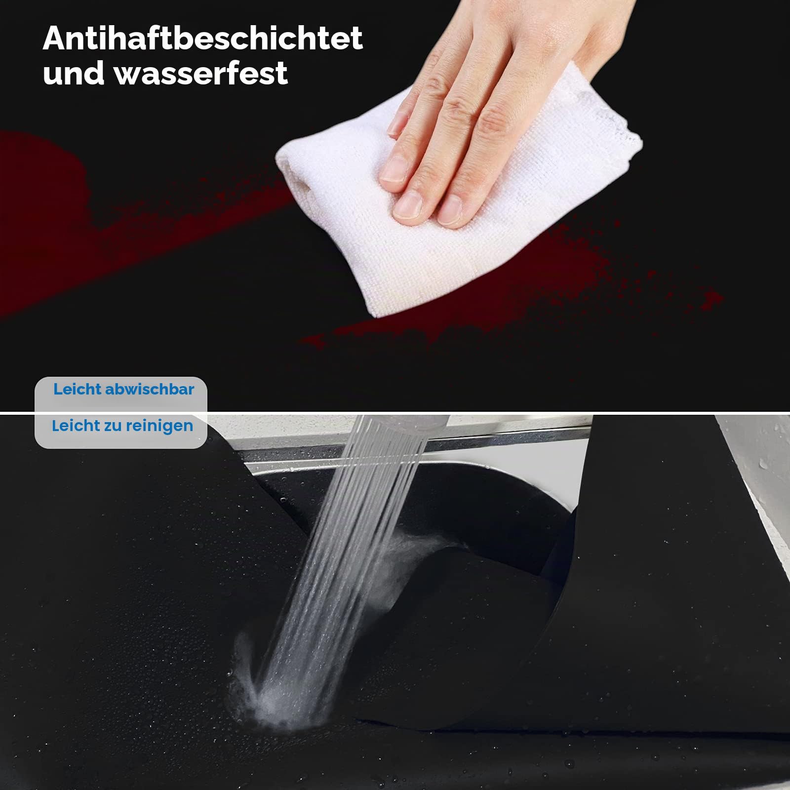 AECHY Silikonmatte Groß 90x60x0,2 cm, Mehrzweck-Silikonmatte, 2mm Dicke Hitzebeständige Matte, Küchenthekenmatte, Wasserdichte Rutschfeste Silikonmatten für Küchentheken, Schwarz