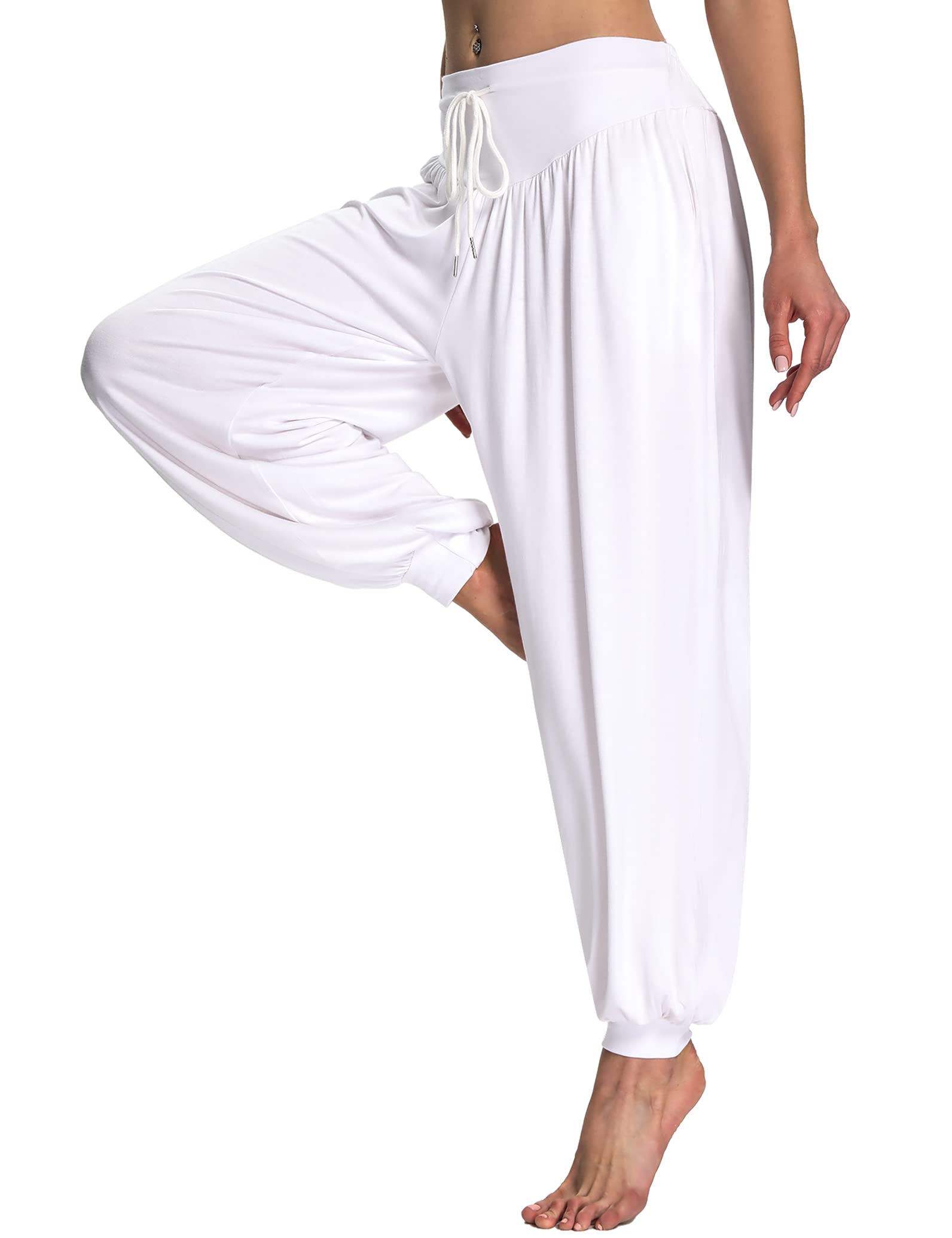 Terecey Pantaloni Harem Donna,Pantaloni da Yoga Donna con Tasche,Pantaloni Donna Eleganti Vita Alta,Pantaloni Donna sprotivi Cotone per Jogging, Danza, Pilates S-3XXL