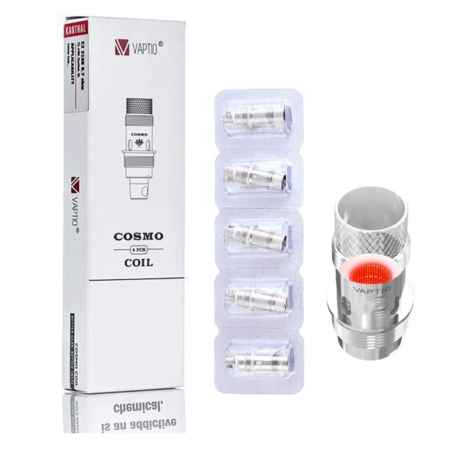 VAPTIO Cosmo Coil C5 1,0ohm Bobine de Remplacement pou Kit Cosmo 2 Plus/Kit  Cosmo Nebula/Kit Cosmo A2, 5 pièces par paquet, sans liquide sans nicotine ( C5) : Amazon.fr: High-Tech