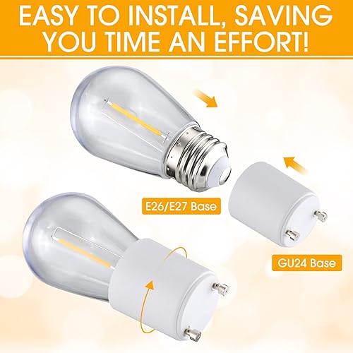 Miniatura 3 de Roowest GU24 a E26 E27 Adaptador de bombilla convertidor de bombilla LED de Navidad GU24 (base pin) a adaptador de enchufe de bombilla estándar,