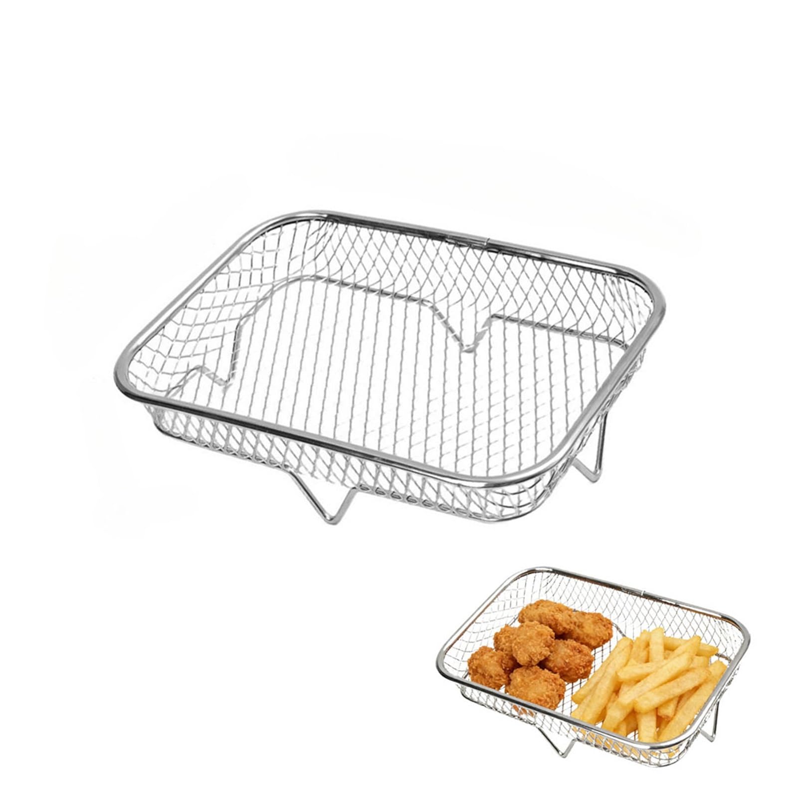 Genérico Rejilla de freidora de Aire apilable de 2 Piezas for Horno | Acero inoxidable, bandeja for enfriar, rejilla for escurrir, apta for horno/microondas