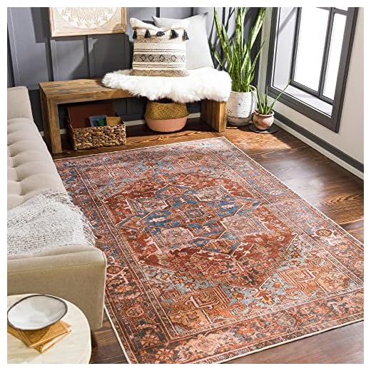 Mark&Day Area Rugs, 5x8 St Johns Traditional Burnt Orange Area Rug, Pink/Orange/Blue Carpet for Living Room, Bedroom or Kitchen (5' x 7'6")