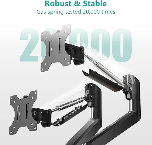 Miniatura 5 de WALI Soporte de monitor doble para pantallas de computadora de 17 a 32 pulgadas, brazos de monitor dobles para 2 monitores con capacidad para hasta