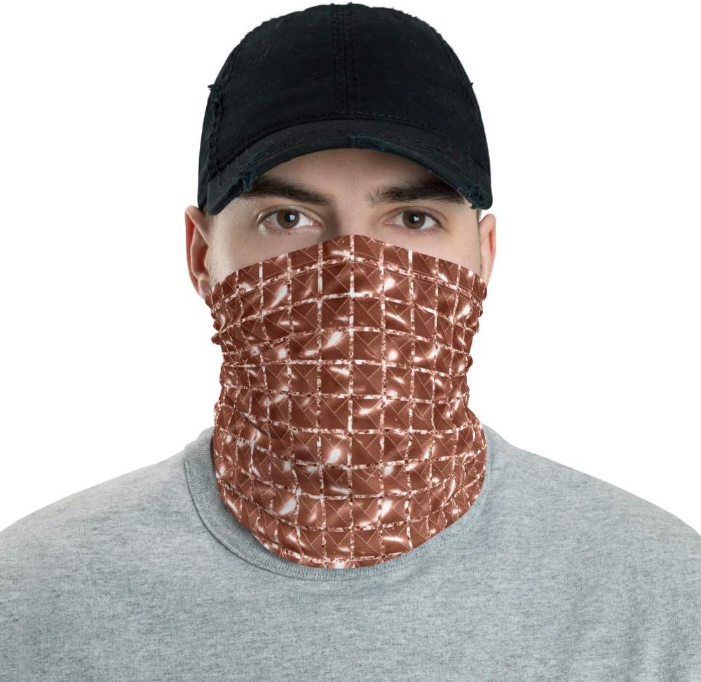 Brown Faux Glitter Neck Gaiter, biker face covering, biker mask, cold mask