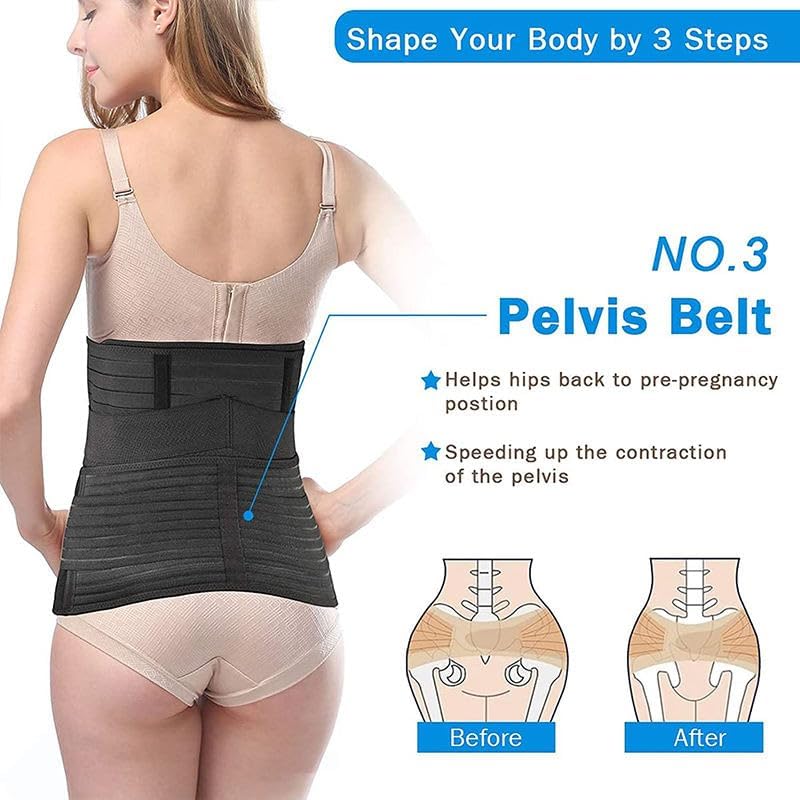 Image of Tummy Control Wrap for Women | Adjustable Waist Trainer Abdominal Support Belt | Body Shaper | Slimming Belly Wrap for Postpartum | Waist Cincher Shapewear Black