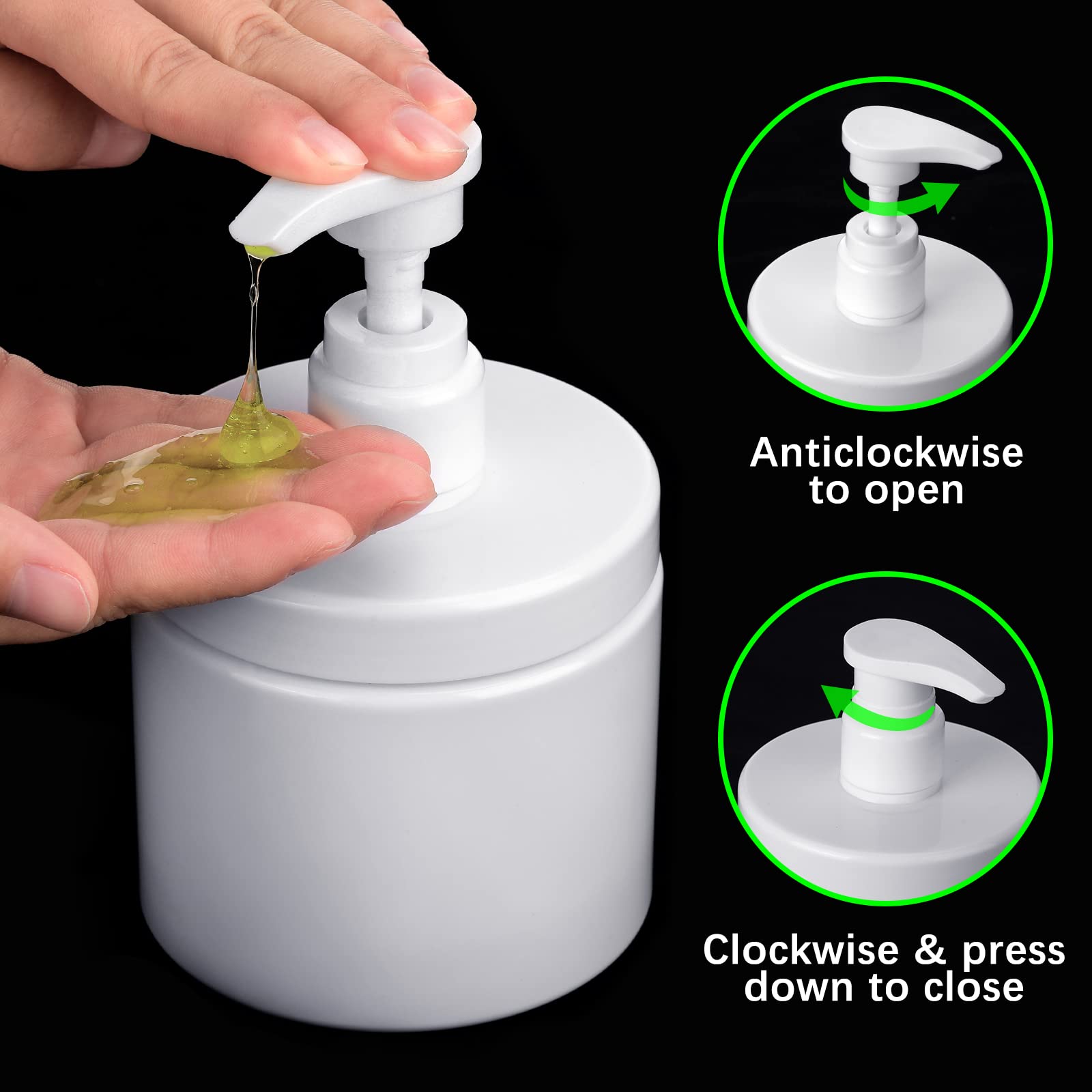 Plastikowe butelki z pompką, dozownik 500 ml, dozownik szamponu i odżywki, do wielokrotnego napełniania, pusty dozownik balsamu z pompką, do podróży, pod prysznic, mydło eteryczne (białe)