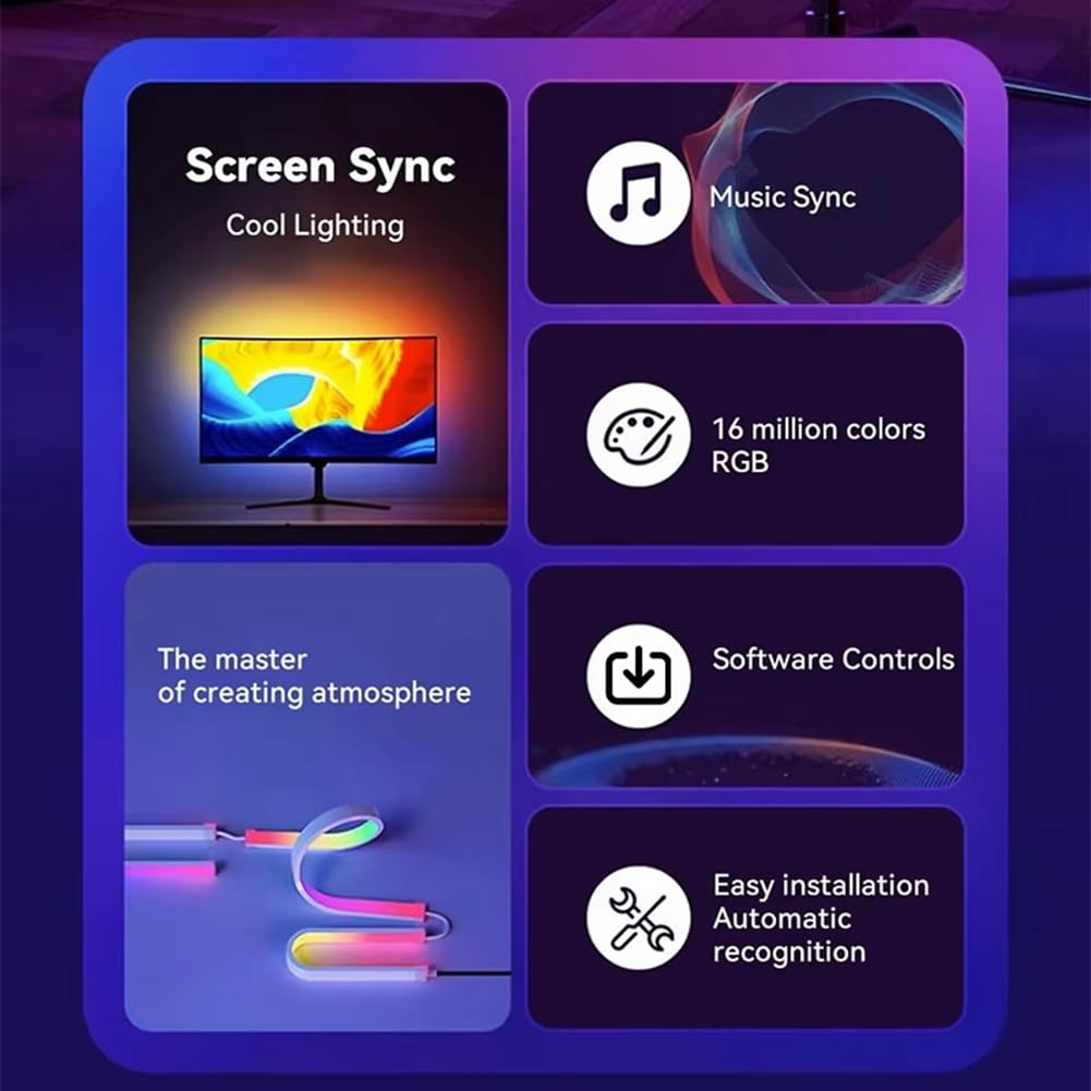 Comphic Computer Screen Synchronization Strip Monitor RGB LED PC Backlight Pickup Light for Esports Room for 24 Inch Monitor - Image 3