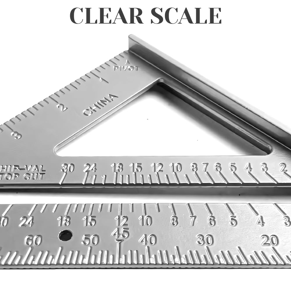 2PCS Metal Speed Square Set, 7-inch Triangle Ruler and 12-inch Angle Ruler - Image 4