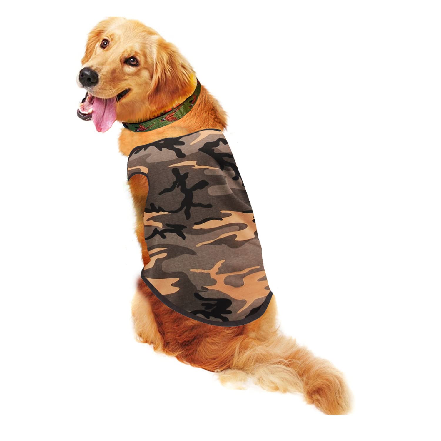 Sage Square Adorable Sleeveless Cotton Dog T-Shirt - Breathable & Fashionable Apparel for Your Dog, Puppy (Army Khakhi) (Large-20inch) (B0C23K1WDH) Amazon Price History, Amazon Price Tracker