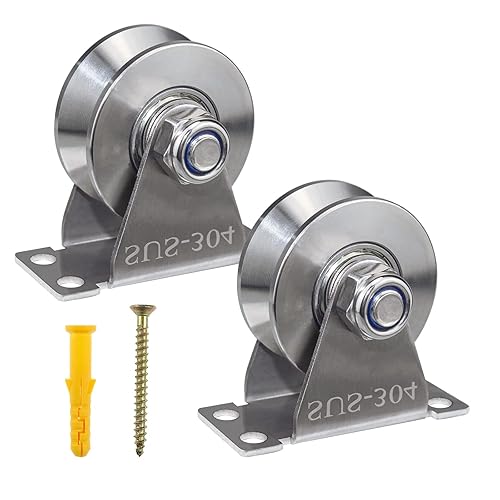 Polea de rueda de ranura de acero inoxidable, bloque de polea simple súper silencioso para puerta corredera y cuerda de alambre, rodamiento dúplex