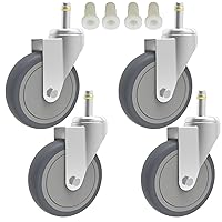Vista 1 de Ruedas giratorias de 5 pulgadas RILIDRI, rueda de goma con diámetro de eje de 7/16 pulgadas, ruedas de repuesto de goma termoplástica TPR de alta