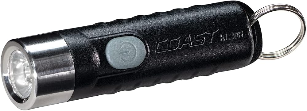 Coast KL20R 380 Lumen EDC Rechargeable Lightweight LED Keychain Flashlight, Black