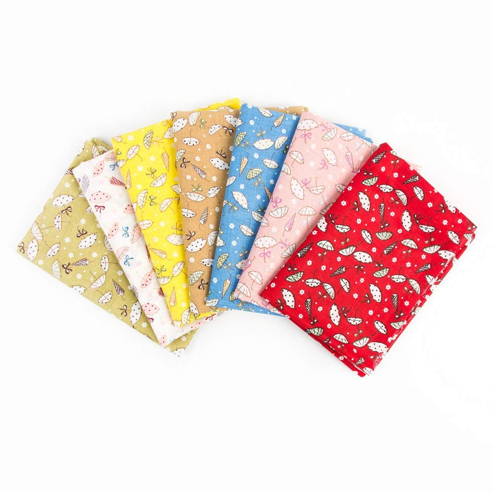 Raylinedo Umbrella Raylinedo® 7Pcs 25 * 25Cm Different Pattern Patchwork Fabric Craft Printed Cotton Material Mixed Squares Bundle Quilting Scrapbooking Sewing Artcraft Diy Fabric Series.