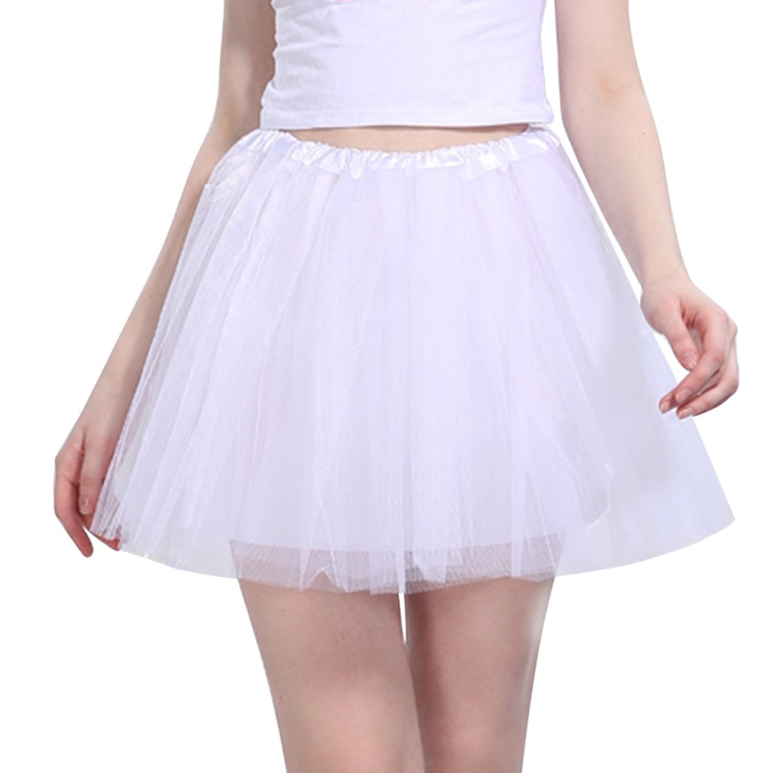 Damen Elastische Taille Chiffon Petticoat Geschwollene Tutu Tüllrock Prinzessin Ballett Tanz Unterrock