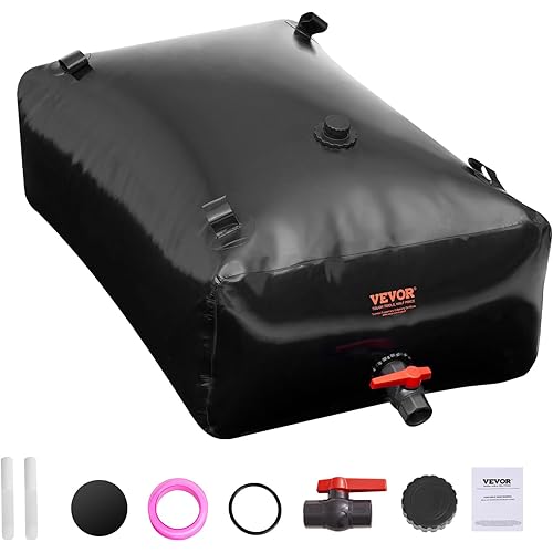 VEVOR 330L/87.17 Gallon Collapsible Water Storage Bladder, RV Water Tank, 1000D PVC, Portable, Fire Prevention, Camping, Emergency