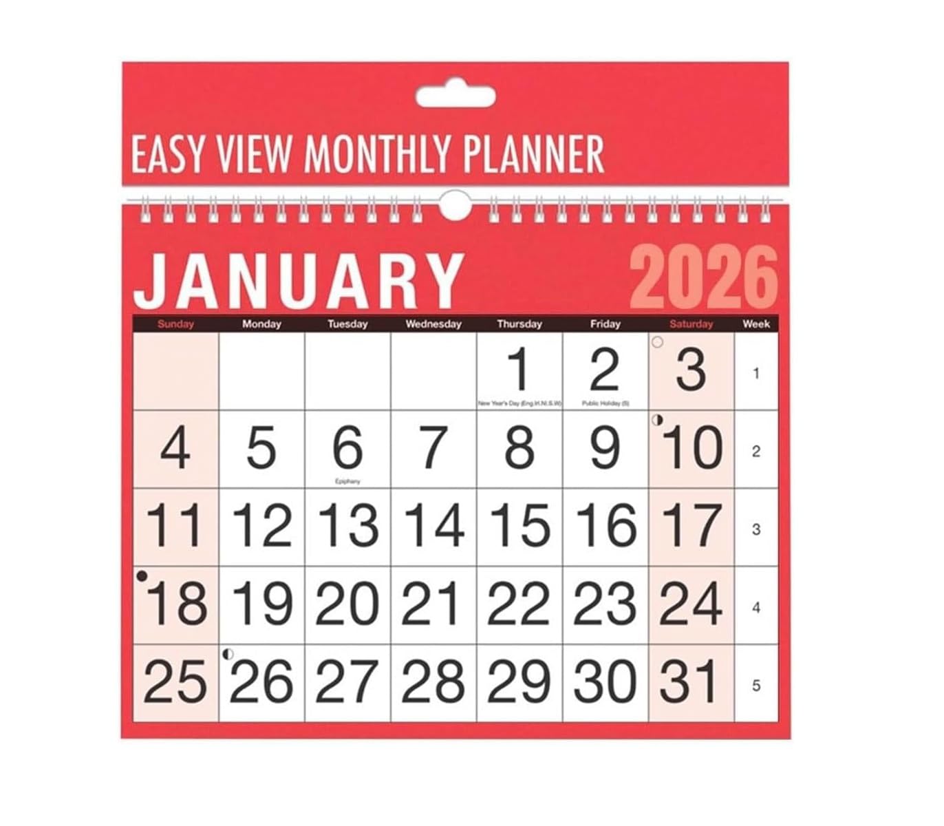 Spiral Bound Wall Calendar Planner for Home Business Office School | Runs From 1st January to 31st December (Easy View)