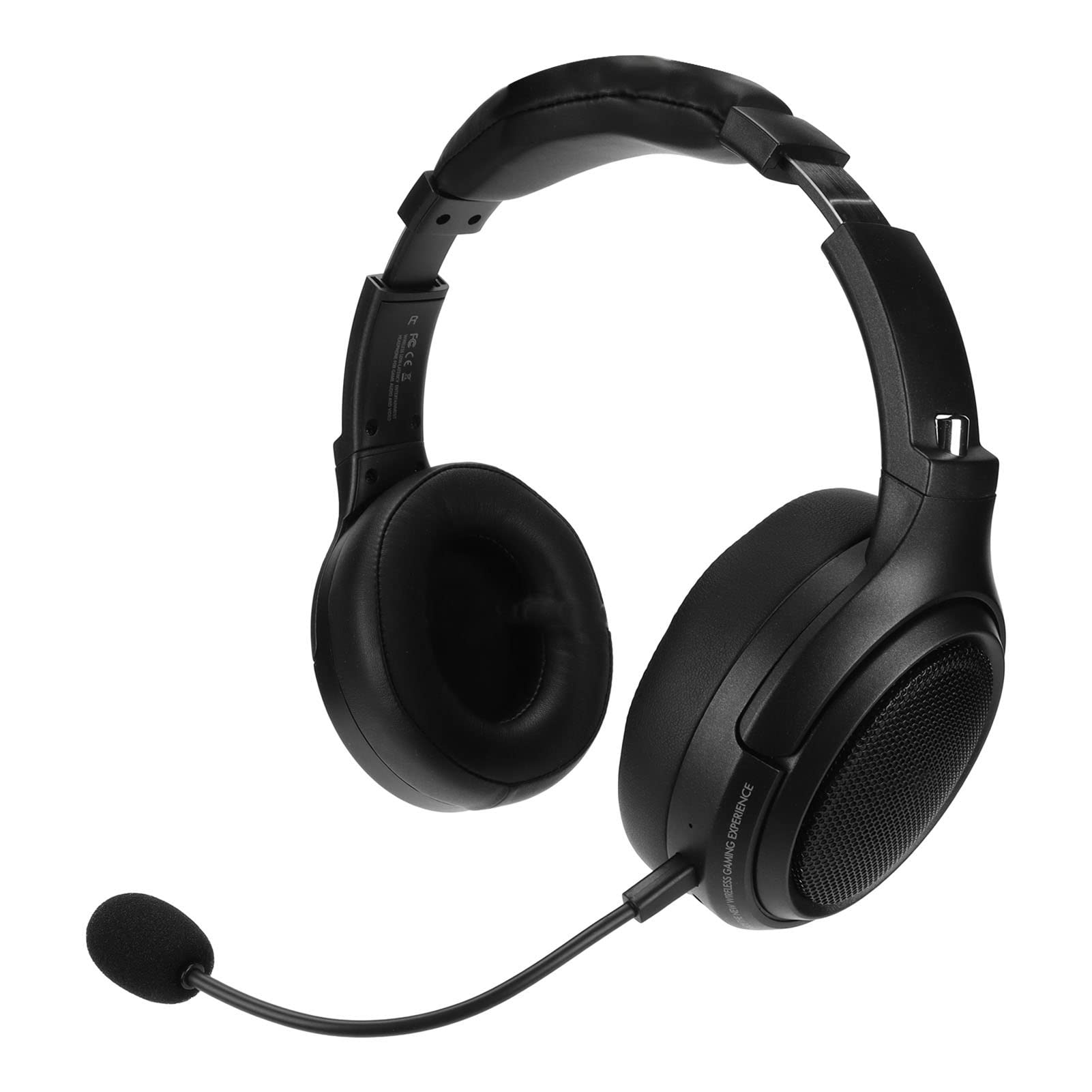 Bezprzewodowy zestaw słuchawkowy do gier 2,4 GHz, słuchawki nauszne Bluetooth do gier, klucz USB typu C, 48-godzinna żywotność baterii, dobra izolacja akustyczna(Czarny)