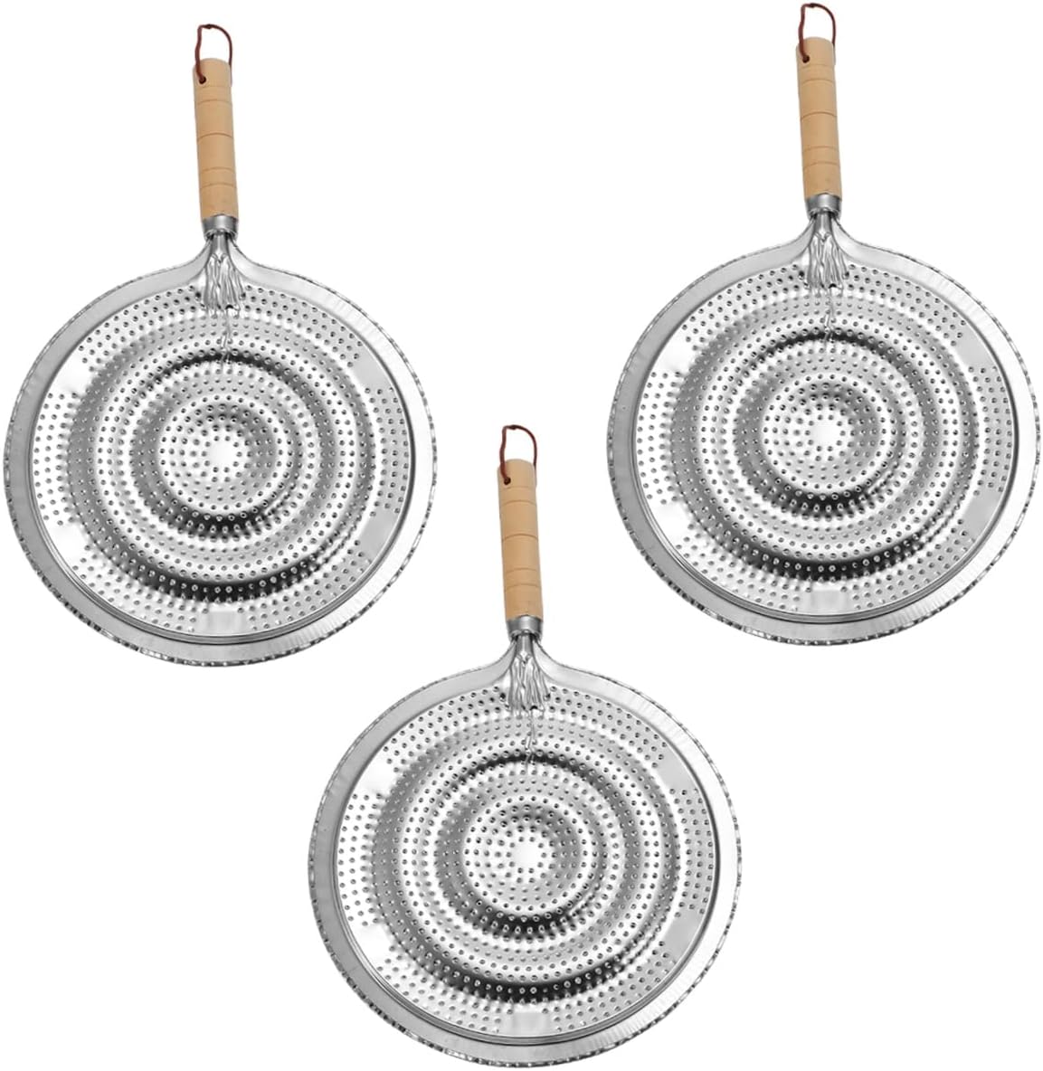 Yardwe Wooden Handle Pot Mat 12.6X8.3 Inch Kitchen Heat Diffuser Insulation Pads for Hot Pots Pans Coffee Makers with Hanging Rope Set of 3
