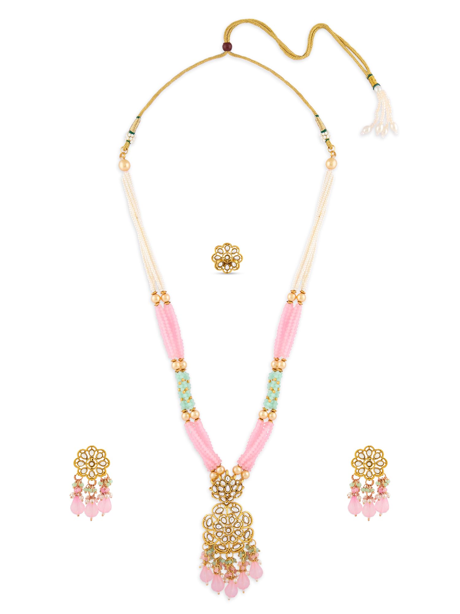 See full amazon price history chart for ZAVERI PEARLS Pink Green Crystals Beaded Multistrand Kundan Necklace Earring & Ring Set For Women-ZPFK17589 ZAVERI PEARLS Pink Green Crystals Beaded Multistrand Kundan Necklace Earring & Ring Set For Women-ZPFK17589 (B0CWV3WV3L) Amazon Price History, Amazon Price Tracker