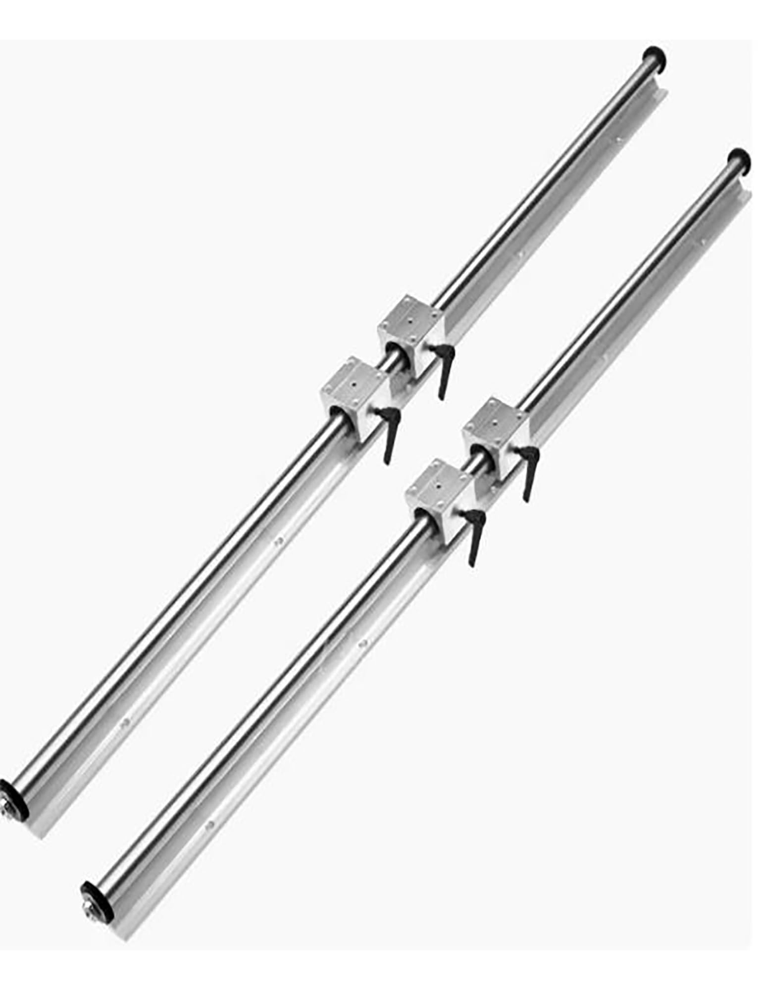 Zestaw szyn liniowych z 4 blokami, aluminiowa prowadnica wału okrągłego do obróbki drewna, piły stołowej, routera CNC, drukarki 3D (SBR20, 1,5 m)