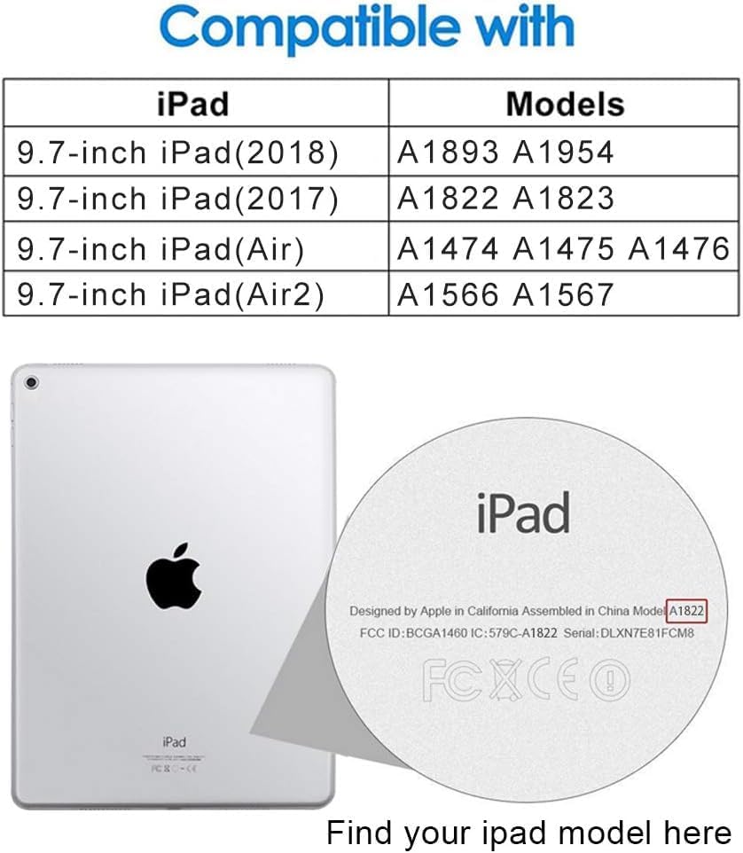 for iPad 6/5th Generation Case with Keyboard 2018/2017,Detachable Bluetooth Keyboard case for iPad Air 2/1,iPad Keyboard Case 9.7 inch with Pencil Holder,Square Keycaps,Pink - Image 2