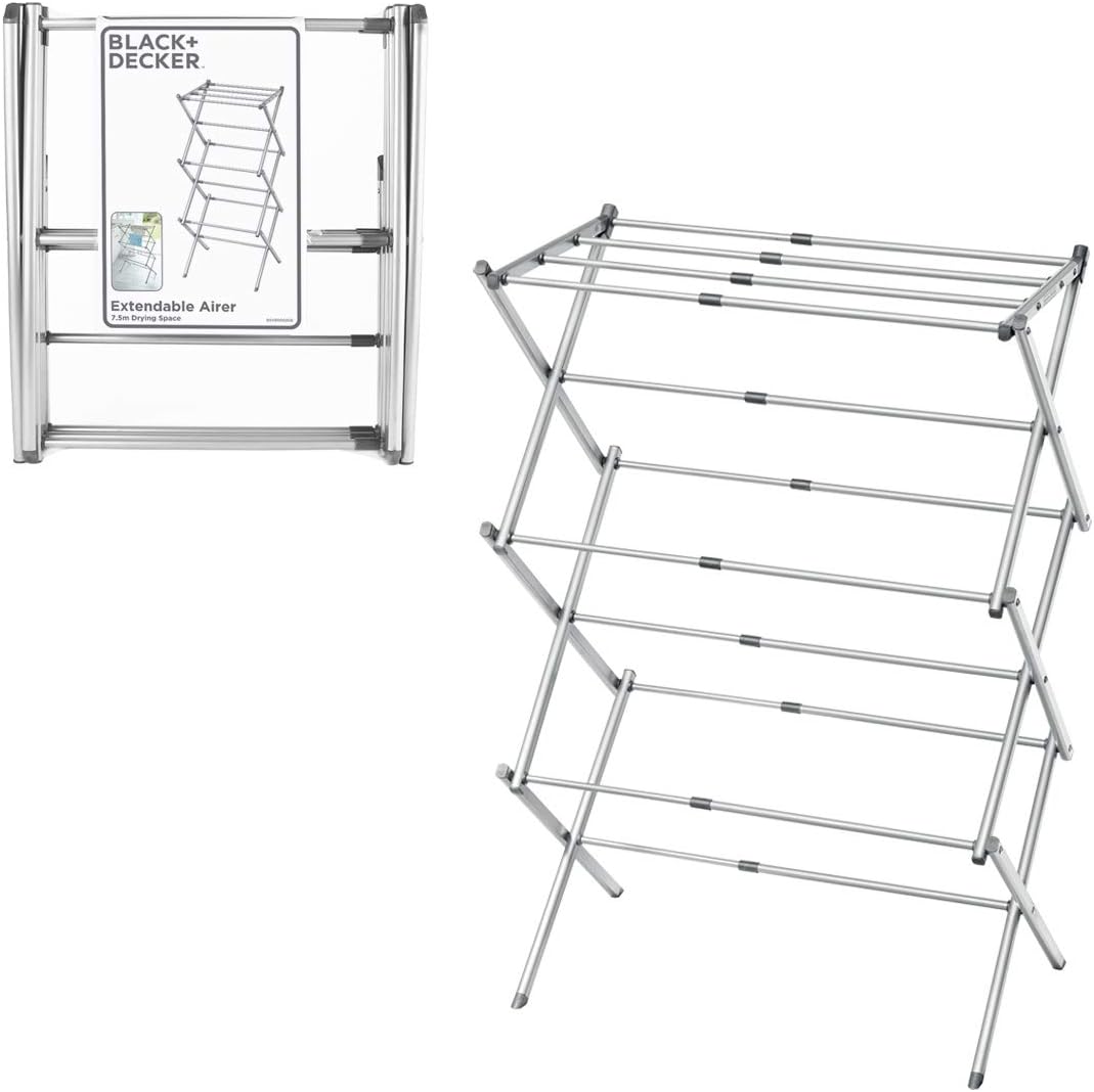 BXAR61069E Extendable Compact Clothes Airer, Cool Grey, 7.5M Drying Space