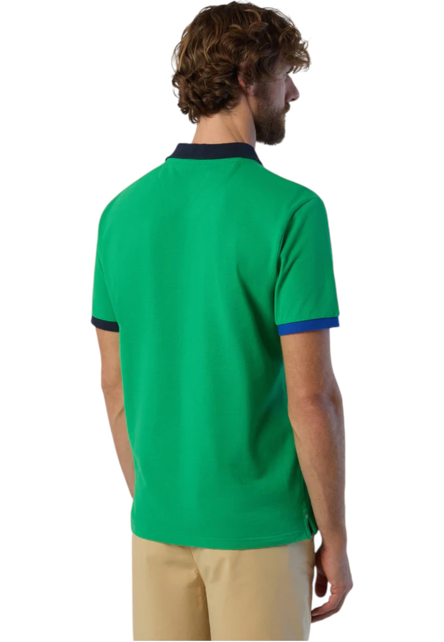 NORTH SAILS Polo Uomo in piqué di Cotone Organico con Bordi a Contrasto