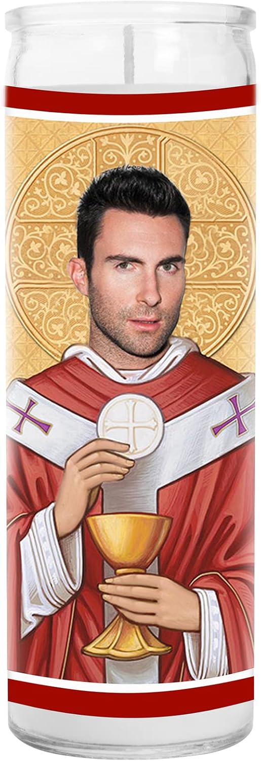 Adam Celebrity Prayer Candle Funny Saint Candle 8 inch Glass Prayer Votive 100