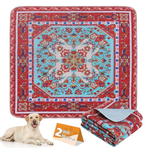 Image of KOOLTAIL Washable Pee Pads for Dogs, 2 Pack Super Absorbent Reusable Puppy Training Pads Waterproof, Nonslip and Leak-Proof Dog Pee Pads, Large Pet Mats Whelping Pads for Floor, Crate, Couch 36*41