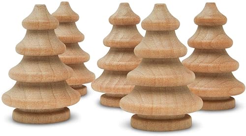Miniatura 1 de Mini árbol de Navidad de madera de 1-14 pulgadas, paquete de 10 árboles en miniatura de madera sin terminar para manualidades de Navidad, gente de
