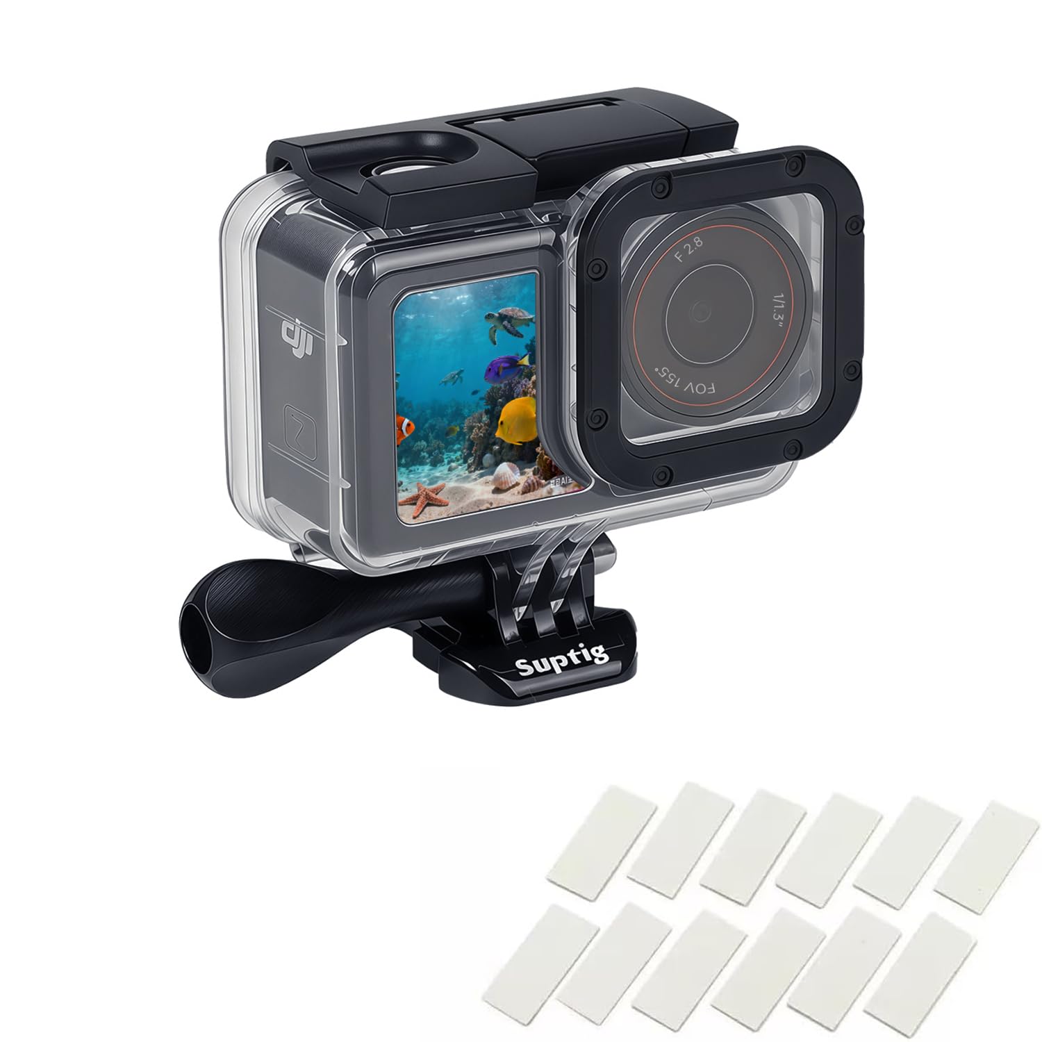 Suptig Wodoodporna obudowa kompatybilna z DJI Action 5 Pro Action 4/3 Kamera, wodoodporna obudowa podwodna 50M/164ft do nurkowania, nurkowania z rurką, pływania