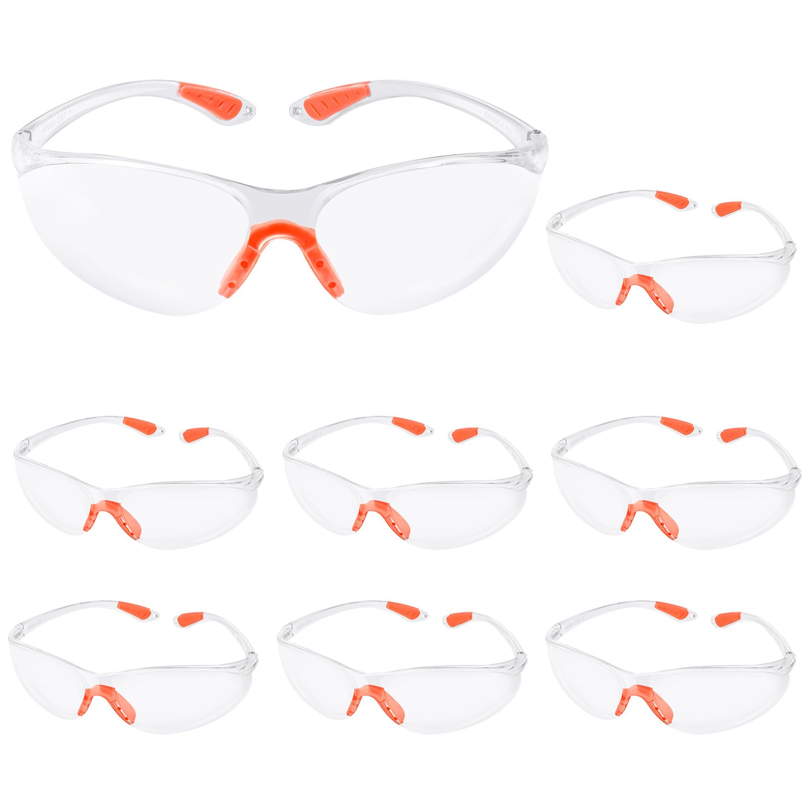 flintronic Safety Glasses, 8PCS Eye Protection Glasses, Protective Equipment Security Glasses, Anti Dust Scratch Clear Safety Lab Goggles for Work Construction Laboratory Chemistry