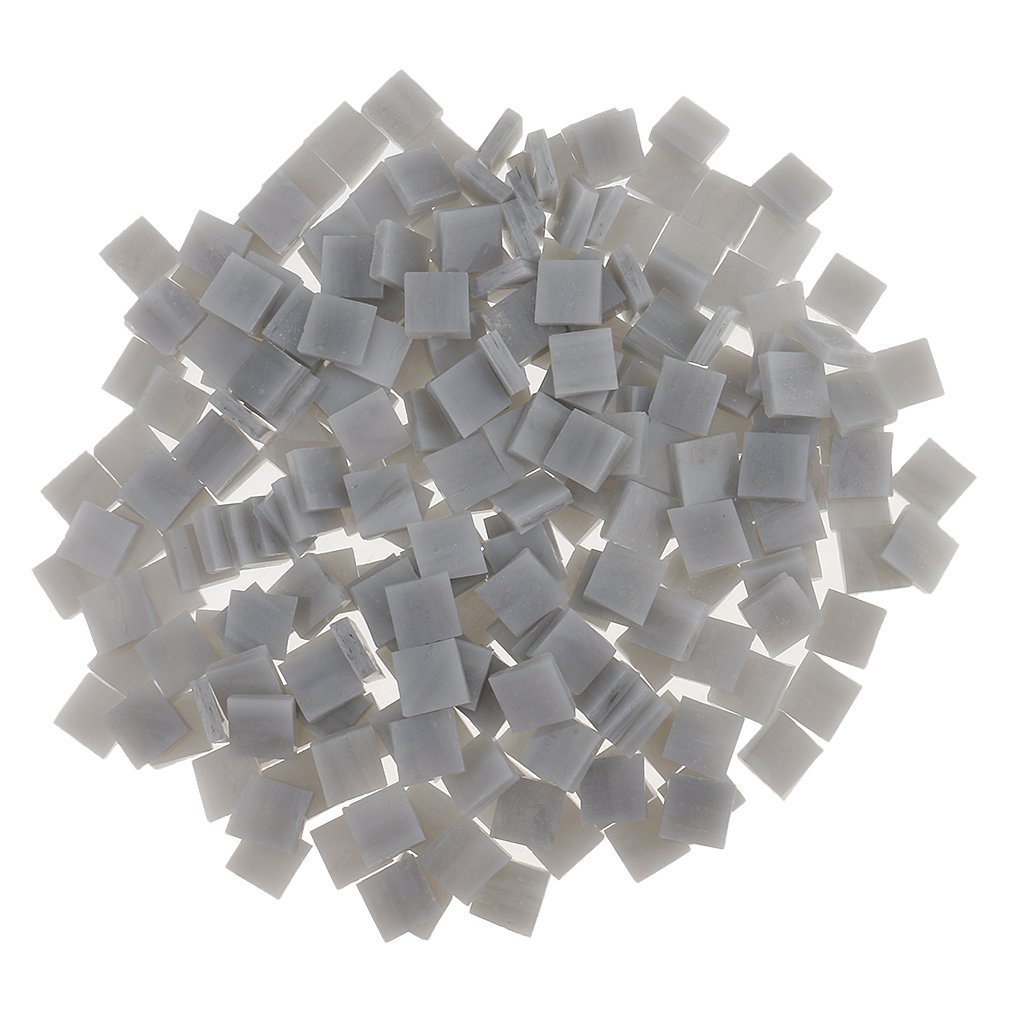 250 Pieces Vitreous Glass Mosaic Tiles, Assorted Stained Glass Tiles, for Handmade DIY Art/Crafts and Home Decoration (Grey)